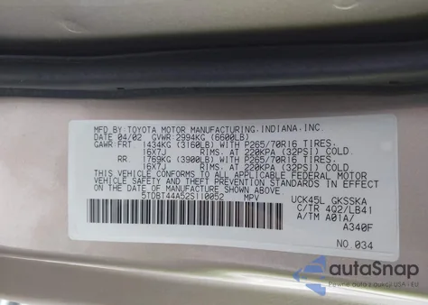 2002 Toyota Sequoia Sr5 V8 from USA, damaged, VIN 5TDBT44A52S110052